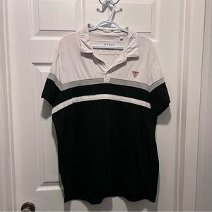 3/25$💥 Guess XXL shirt men polo button color block white black tee golf